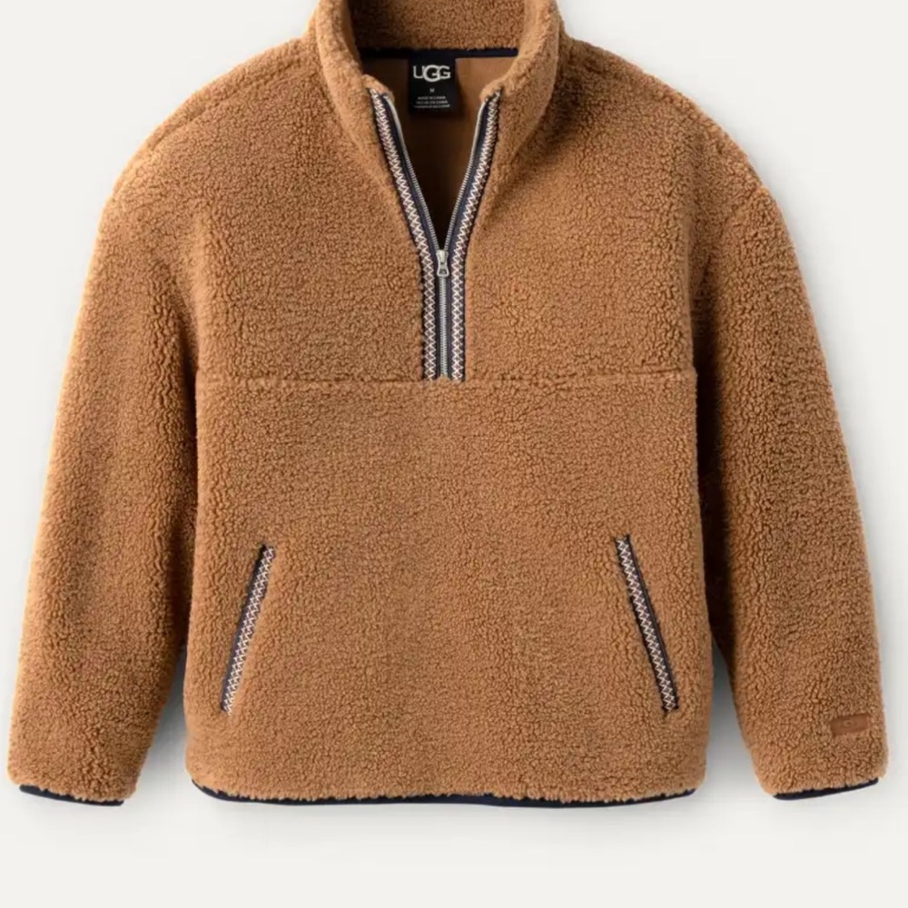 UGG Brown Sherpa Half-Zip Pullover